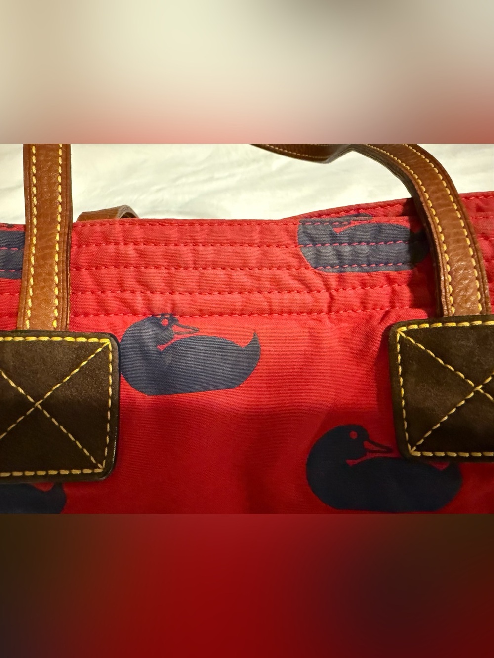 Dooney & Bourke Red and Navy Duck Tote - Picture 2 of 16